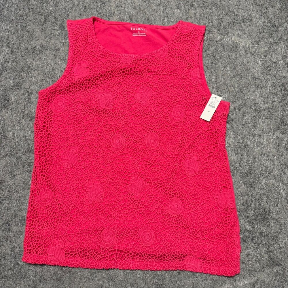 Talbots Womens Sea Life Lace Tank Top Shirt Size M Vibrant Pink Sleeveless
